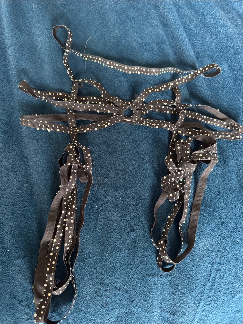 Polka Dot Lace-Up Bandeau in Brown with Gold Dots